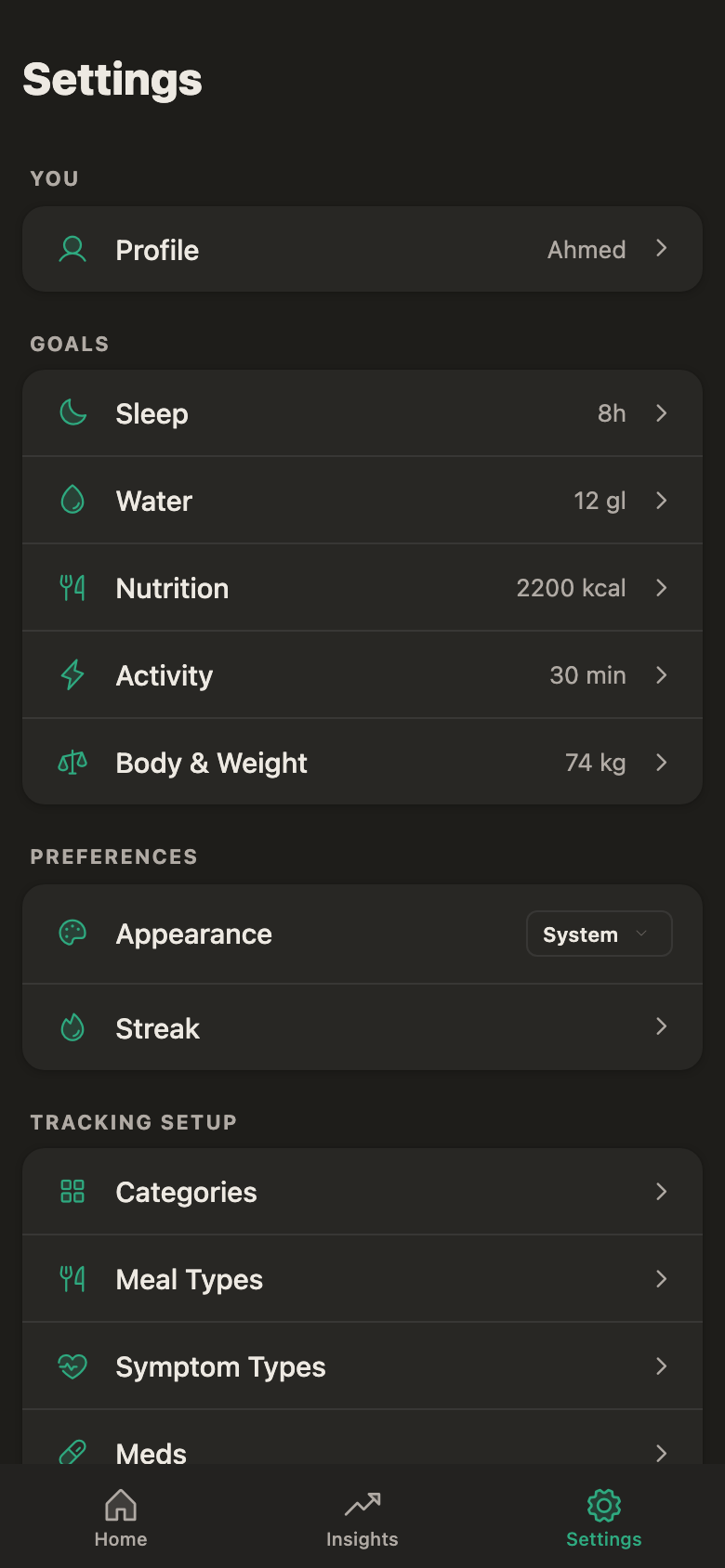 Refit app settings screen dark mode