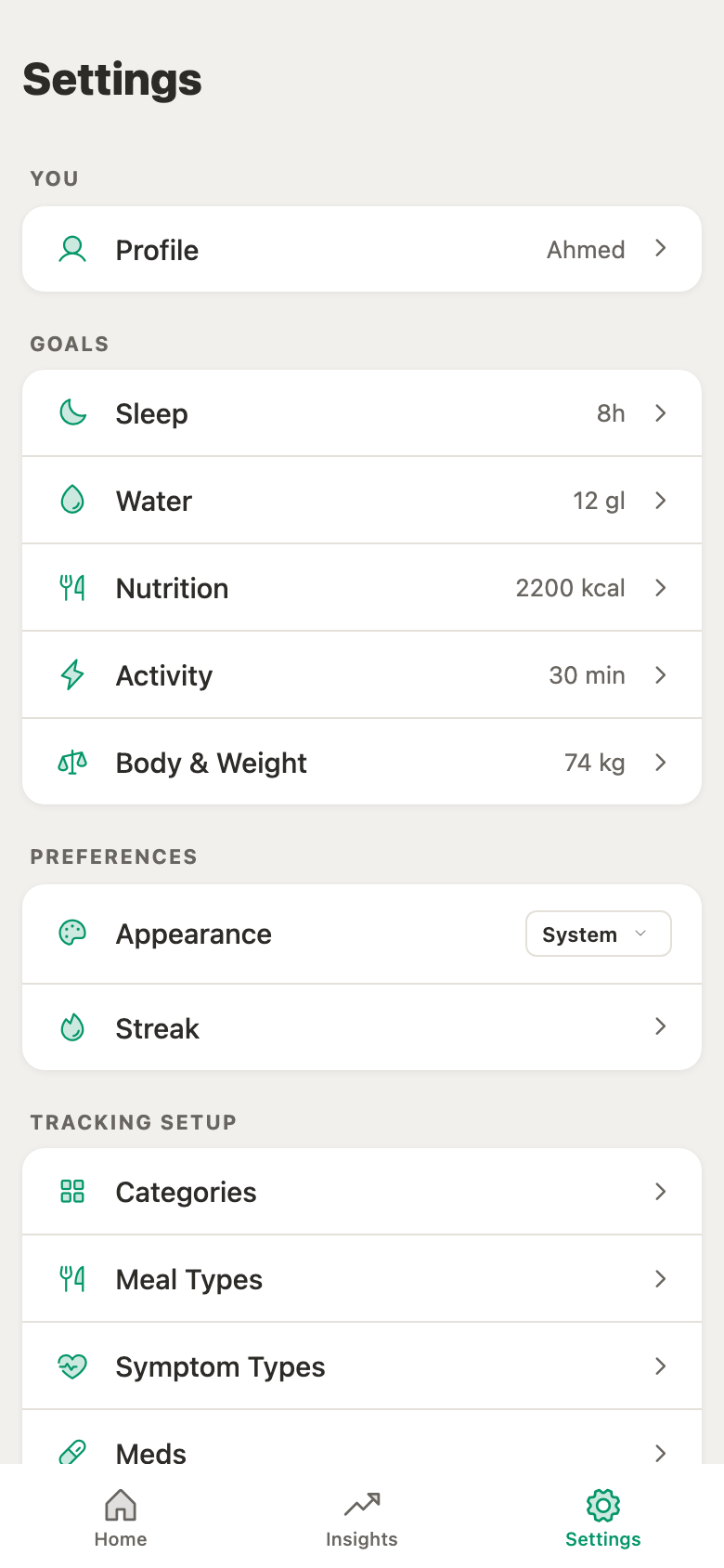 Refit app settings screen light mode